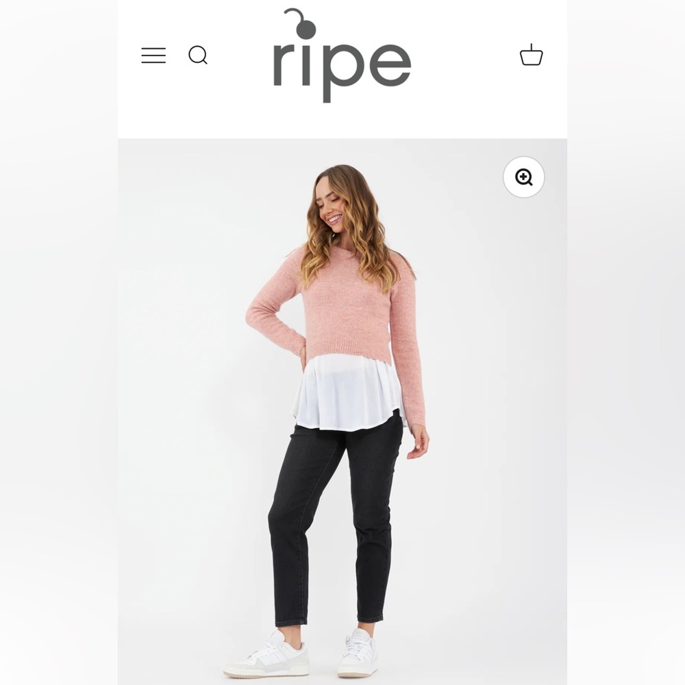 Ripe Blush Sweater with Cream Trim Maternity Nursing